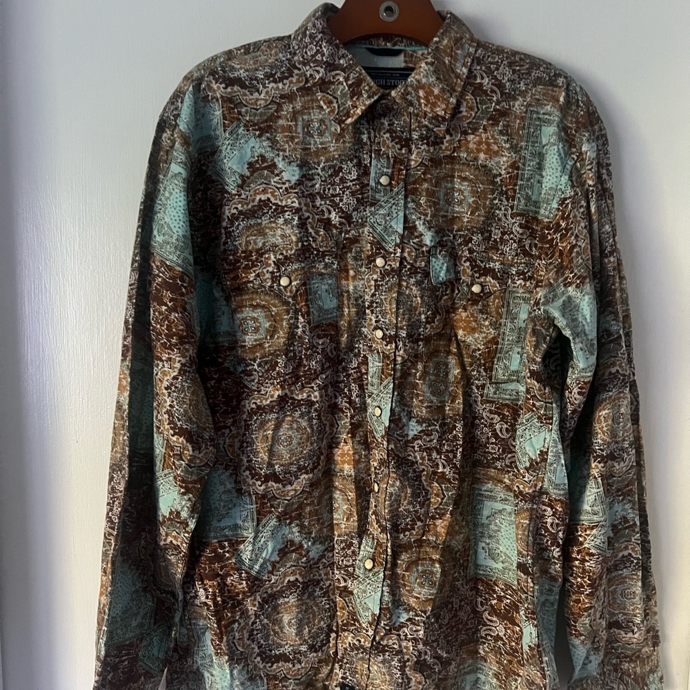 Rough Stock Western Pearl Snap Button Down